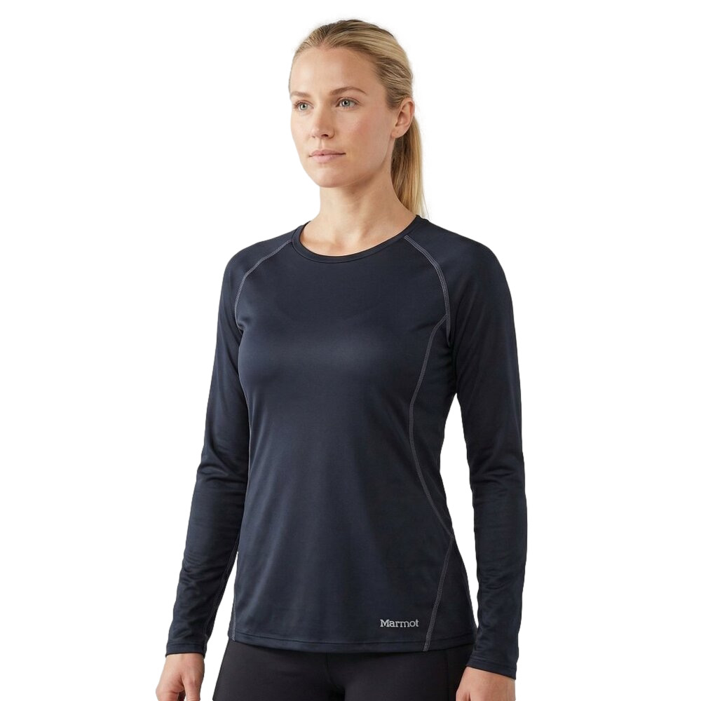 MARMOT Women XL Running Long Sleeve Black Slim Fit Top Outdoor